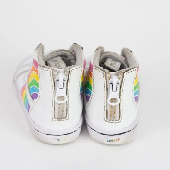 Vans x Flour Shop Rainbow High Tops Toddler Size 8 White Rainbow - Picture 10 of 13